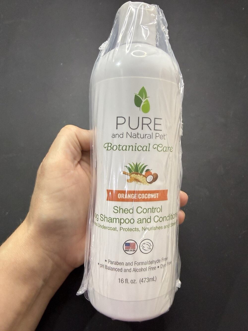 PURE & Natural Pet Shed Control Dog Shampoo Conditioner Orange Coconut 16oz